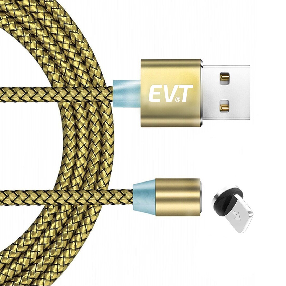 Cablu de incarcare EVT® Lightning, conector magnetic, pentru Apple iPhone, iPad, USB, Lightning, 5V, 2A, 1m, LED, AURIU